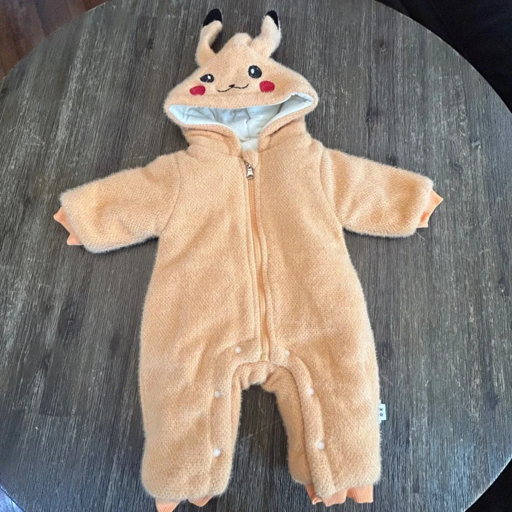 Pokemon Pikachu Baby Hooded Bunting Snowsuit Fleece coat Halloween 66cm 0-3M